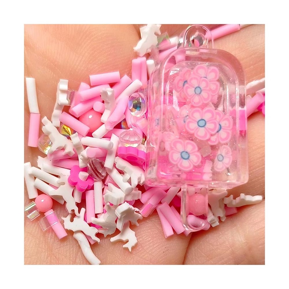 Cute Pink Flower Ice cream resin polymer clay sprinkles diy cream glue phone case Flower decoration accessories for slime