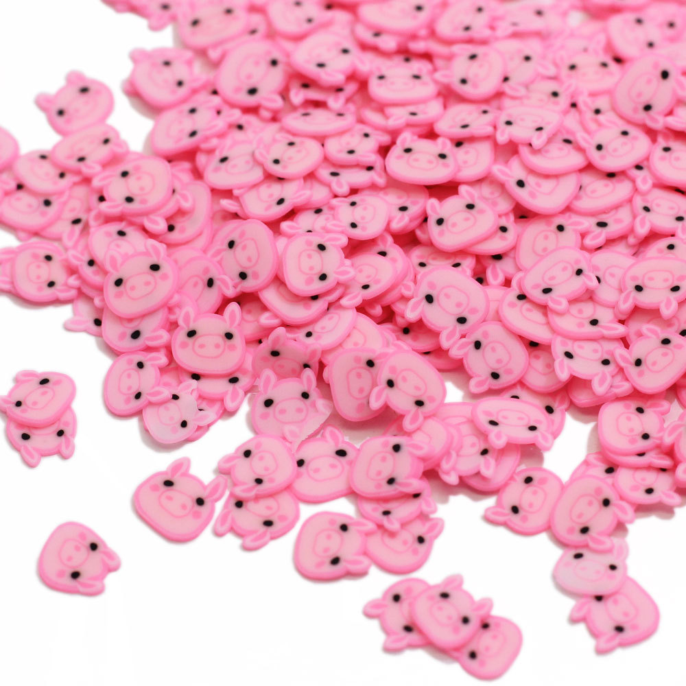 500g New Pink Cartoon Pig Polymer Clay Animals Farm Slices Tiny Slime Charms Craft Supplies