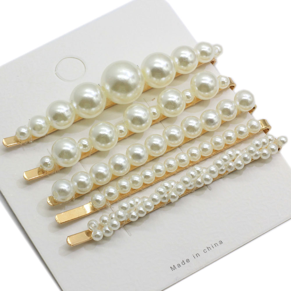 Hot Sale 3/4 Pieces Per Set Pearl Beads Hairpin Korean Style Hair Clips for Women Girls Hair Decoration Golden Color Hair Holder