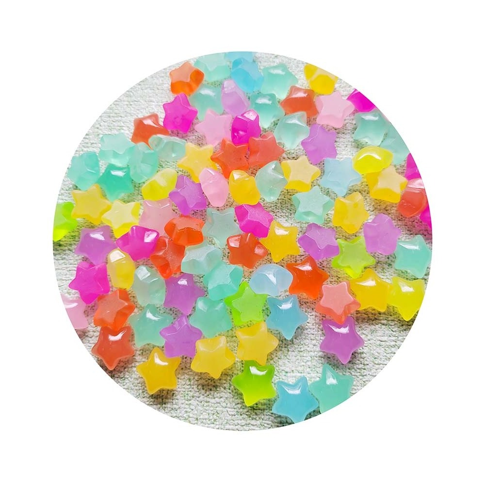 Colorful Mini Chunky Stars Glow in Dark Resin Beads for Handmade Ornaments