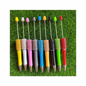 Colorful Rhinestone Metal Bead Pens Assorted Bead Ballpoint Pens For Kids Gift Student Presents Office Classroom School Supplies