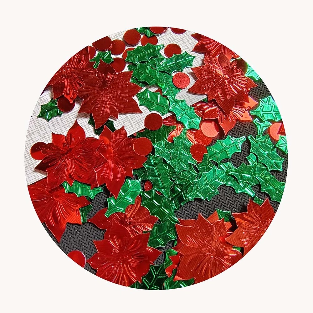 Hot Selling 500g Assorted Red Green Glitters Christmas Holiday Loose Sequins Chunky Confetti For Holiday Party Nail Art Decor