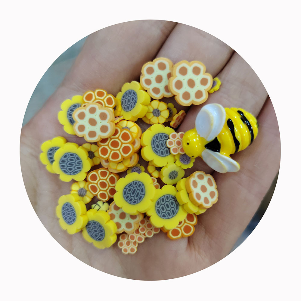 Resin Bee Charms Mix Flowers Honeycomb Polymer Clay Slices Sprinkles Sunflower Shaker Stuff Slime Supplies DIY Crafts