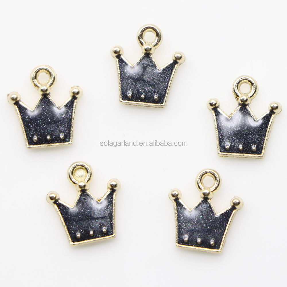 Mini Multi-Colors Colorful Alloy Crown Charm for Necklace Bracelet Jewelry Making Clothes Sewing Bag Decoration Pendant (Crown)