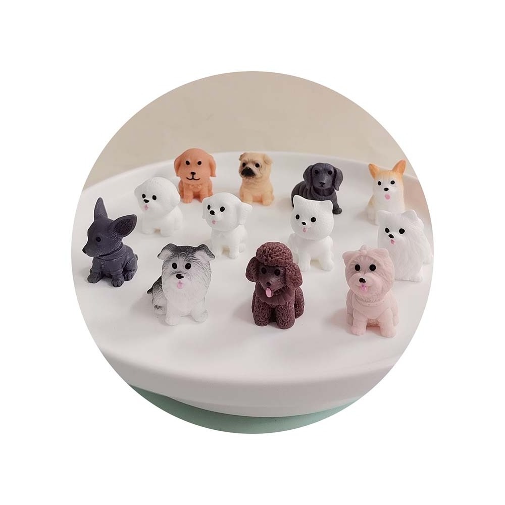 100Pcs/Bag 21*29MM Assorted Miniature Cartoon Dogs Resin Fairy Garden Animals Accessories For Landscape Doll House Decoration