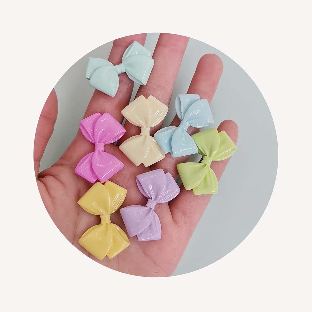 100Pcs Slime Charms Flatback Resin Cabochons Cute Bow Embellishments For Hair Clips Photo Frames Phone Cases Jewelry DIY Crafts