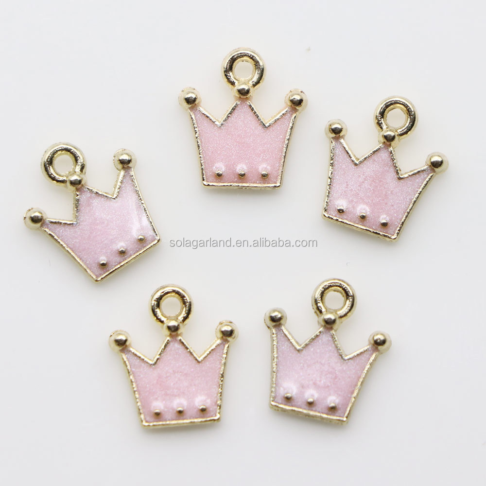 Mini Multi-Colors Colorful Alloy Crown Charm for Necklace Bracelet Jewelry Making Clothes Sewing Bag Decoration Pendant (Crown)