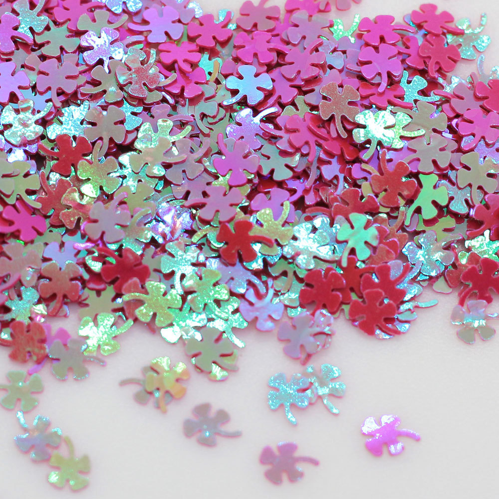 Factory New Iridescent Neon Clovers Glitter Sequins Sprinkles for Slime Confetti Nail Art Christmas Ornament