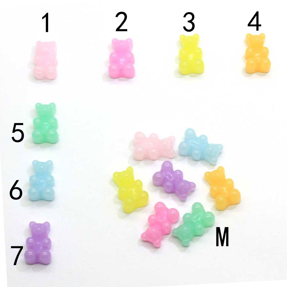 100pcs Pure Color Bear Resin Flat Back Cabochons Planar Resin Accessories DIY Girl Hair Bow Center Photo Frame Decor Crafts Love