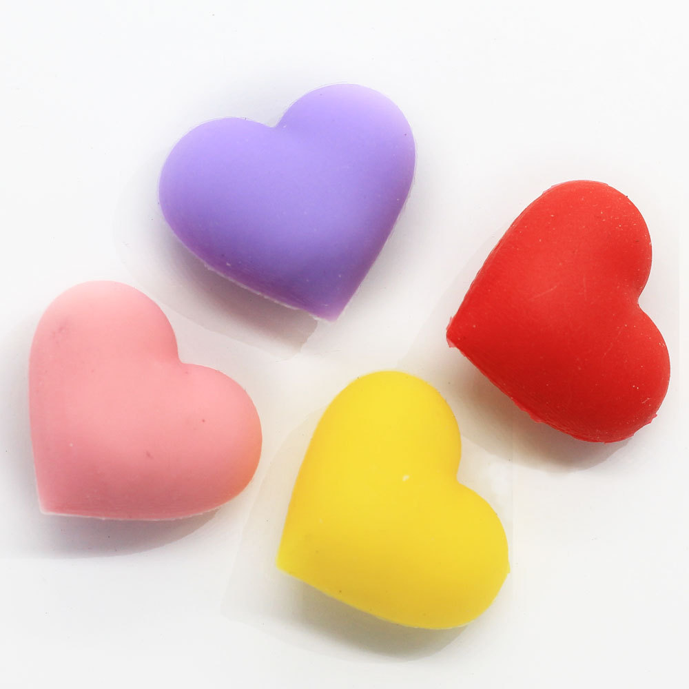 100pcs 3D Cute Colorful Beautiful Silica Gel Soft Heart Beads Kawaii Available for Holes for Jewelry Making