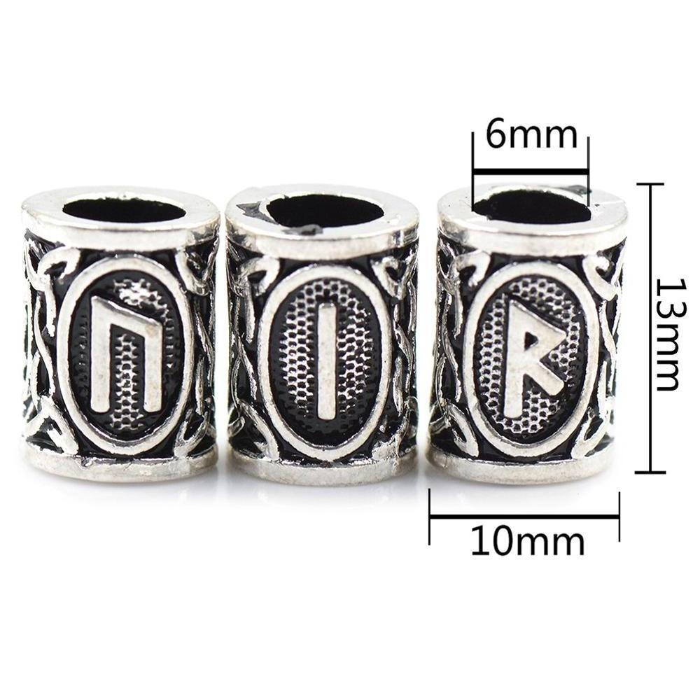 24pcs/Kit Viking Beard Beads Hair Beads for Beards Vikings Runes Beads Hair Beard Paracord Pendants &Bracelets DIY