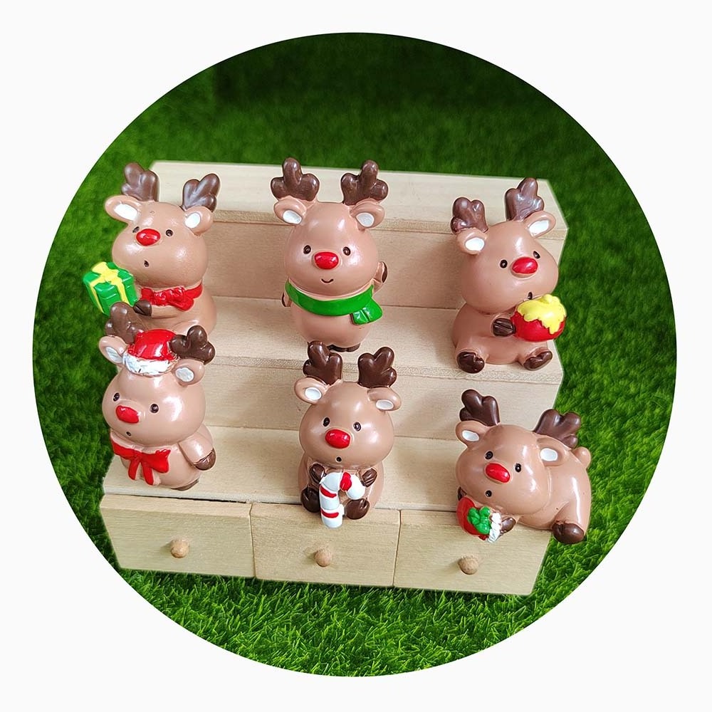 Christmas Miniature Reindeer Mini Figurine Doll House Christmas Holiday Craft Supplies Diorama