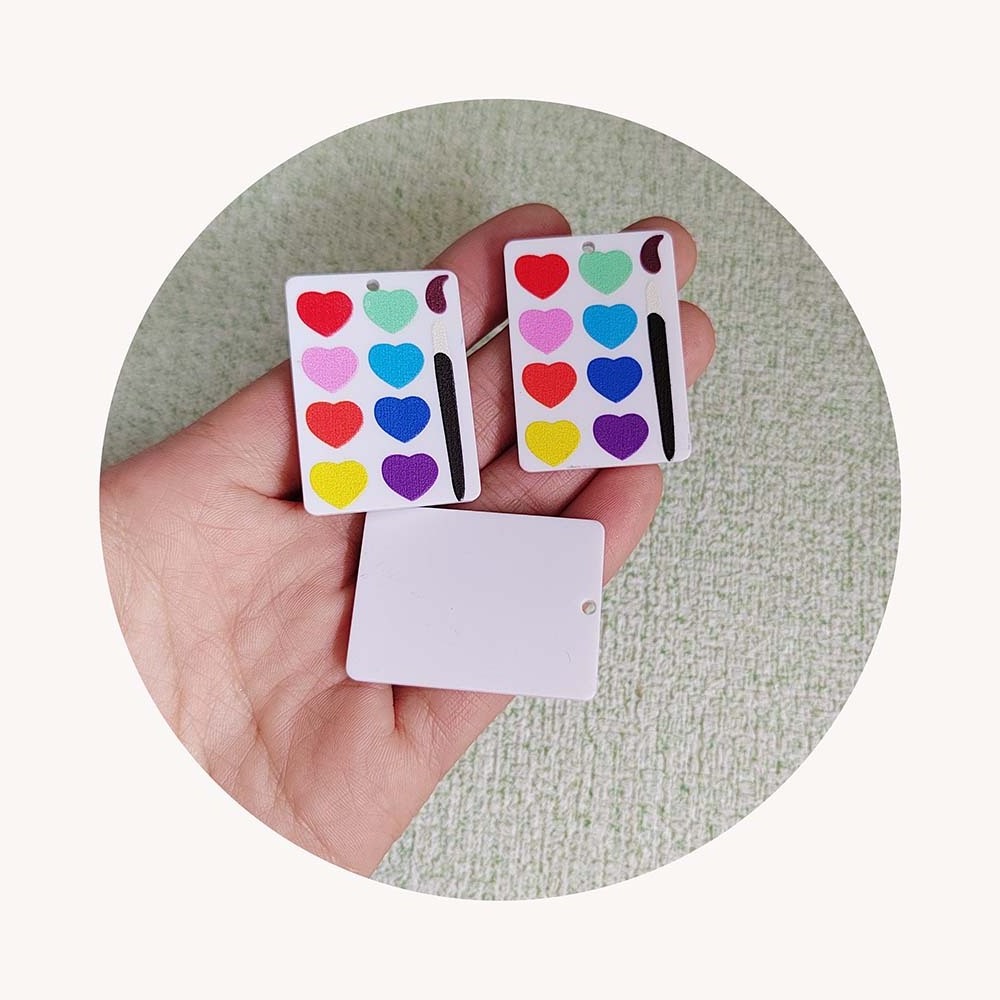 100pcs Colorful Drawing Palette Acrylic Charms Paint Board Tray Art Earring Keychain Pendant Findings Diy For Jewelry Make