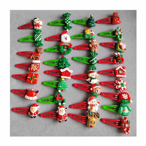 Custom Christmas Hair Clips Resin Snowman Bell Tree Gift Box Hair Snap Clips for kids  Hairpin Hair Accessories