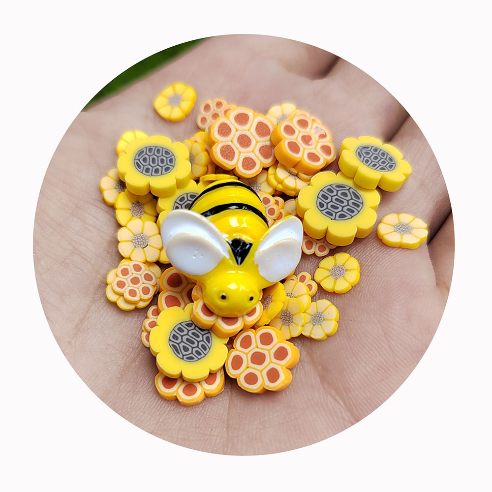 Resin Bee Charms Mix Flowers Honeycomb Polymer Clay Slices Sprinkles Sunflower Shaker Stuff Slime Supplies DIY Crafts