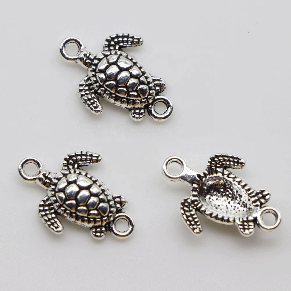 Sea Turtle Charms, Antique Plated Sea Turtle Connect Charms DIY Supplies Jewelry Accessories