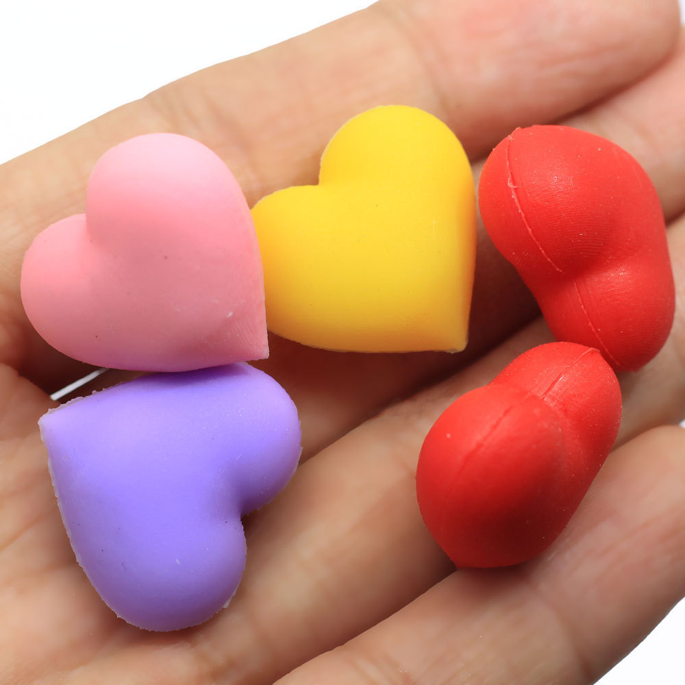 100pcs 3D Cute Colorful Beautiful Silica Gel Soft Heart Beads Kawaii Available for Holes for Jewelry Making