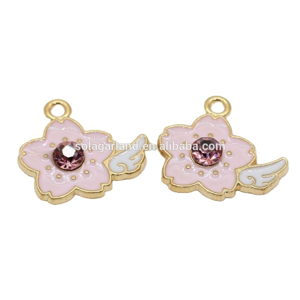 Gold Plated Colorful Flower Enamel Charm Pendant Zinc Alloy Antique Bronze Plated,yes for Fashion Jewelry 50pcs/bag Keyboard 2mm