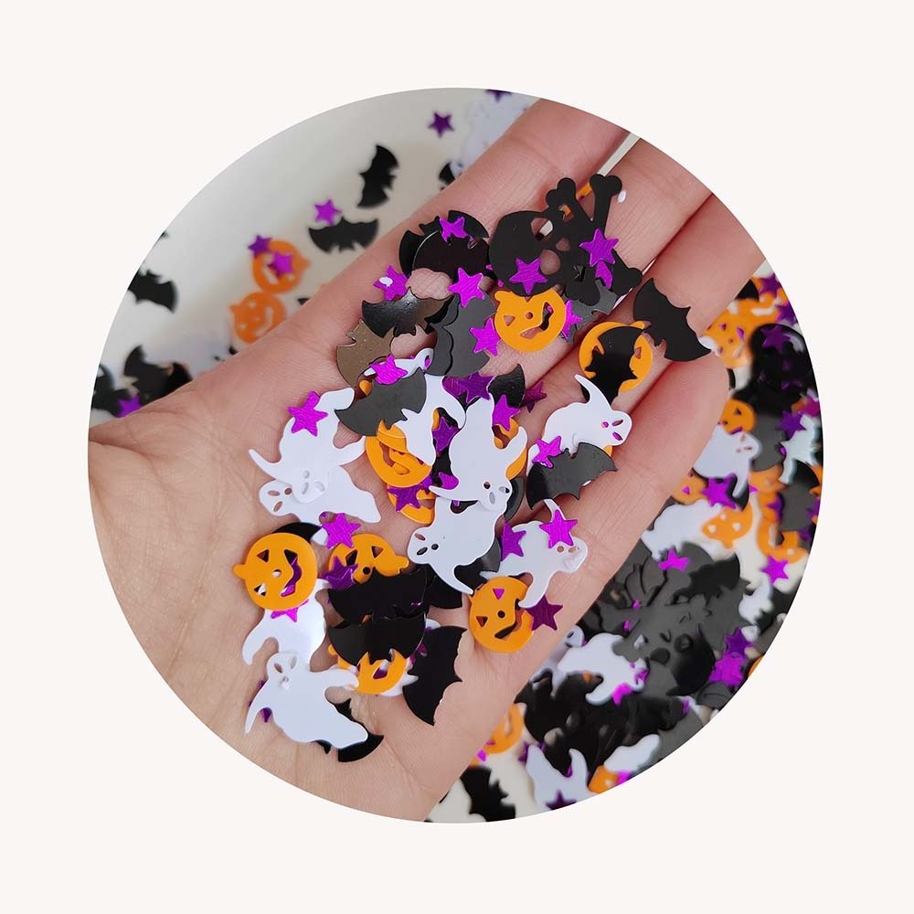 500g Halloween Nail Art Glitter Sequins,Pumpkin Bat Ghost Witch  3D Halloween Confetti Glitters for Nails Design Halloween Party