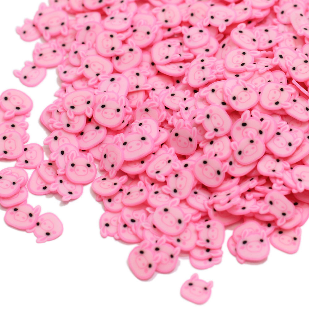 500g New Pink Cartoon Pig Polymer Clay Animals Farm Slices Tiny Slime Charms Craft Supplies