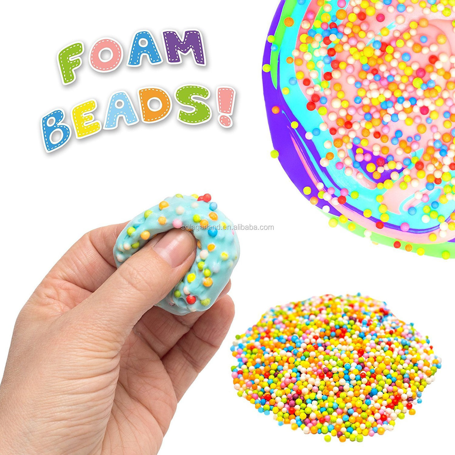 Colorful Polystyrene Styrofoam Bottle DIY Snow Mud Particles Accessories Slime Balls Small Tiny Foam Beads For Foam Filler Balls