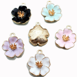 Gold Plated Colorful Flower Enamel Charm Pendant Zinc Alloy Antique Bronze Plated,yes for Fashion Jewelry 50pcs/bag Keyboard 2mm