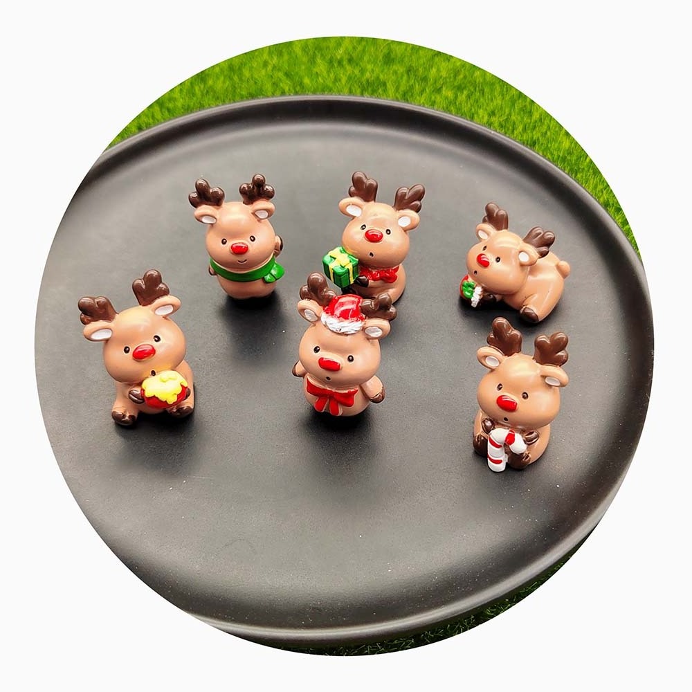 Christmas Miniature Reindeer Mini Figurine Doll House Christmas Holiday Craft Supplies Diorama