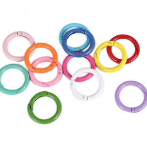 Colorful Metal O Ring Oval Spring Clasp Openable Round Carabiner Keychain Clips Hook Dog Chain DIY Jewelry Buckle Connector