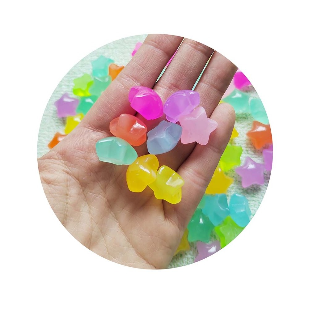 Colorful Mini Chunky Stars Glow in Dark Resin Beads for Handmade Ornaments