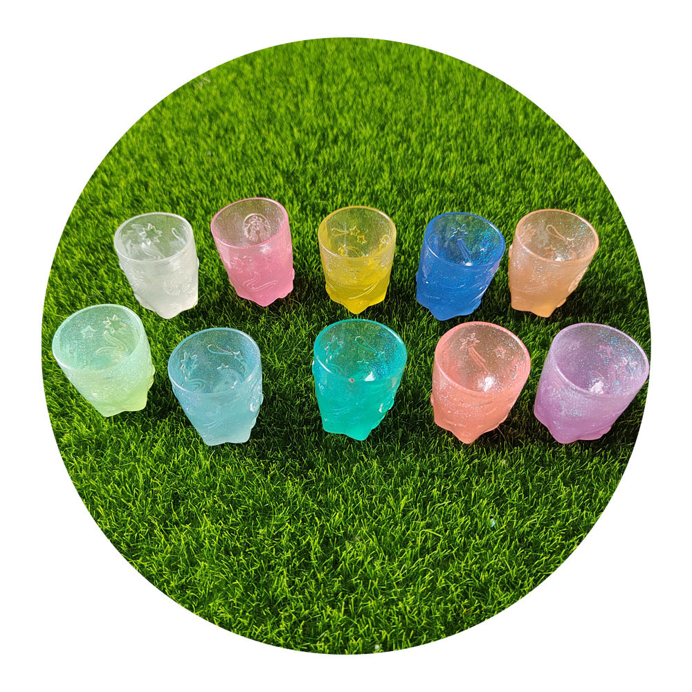 Halloween Christmas Party Theme Ornaments Colorful Luminous Cups Mini Glow In Dark Mugs Toys For Fairy Garden Kitchen Room Decor