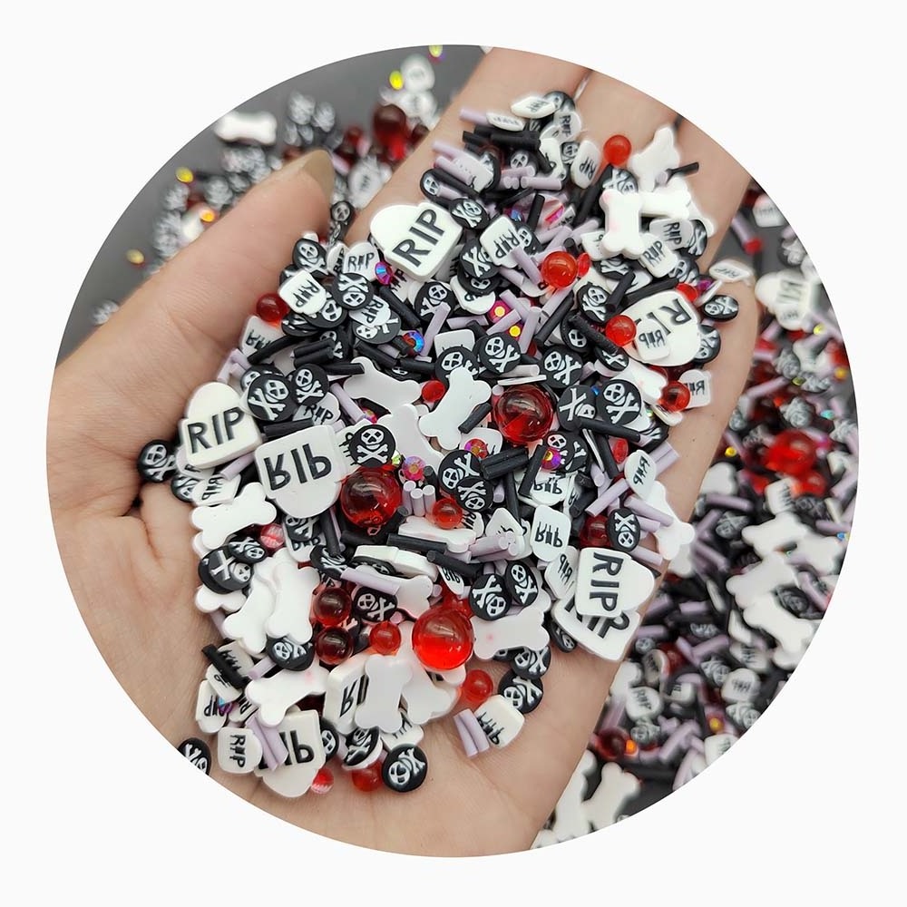 Halloween RIP Letter Ghost Bone Polymer Clay Slices Sprinkles Soft Clay Slices 500g Slime Craft Play Toys