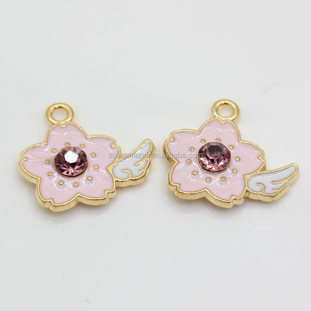 Gold Plated Colorful Flower Enamel Charm Pendant Zinc Alloy Antique Bronze Plated,yes for Fashion Jewelry 50pcs/bag Keyboard 2mm