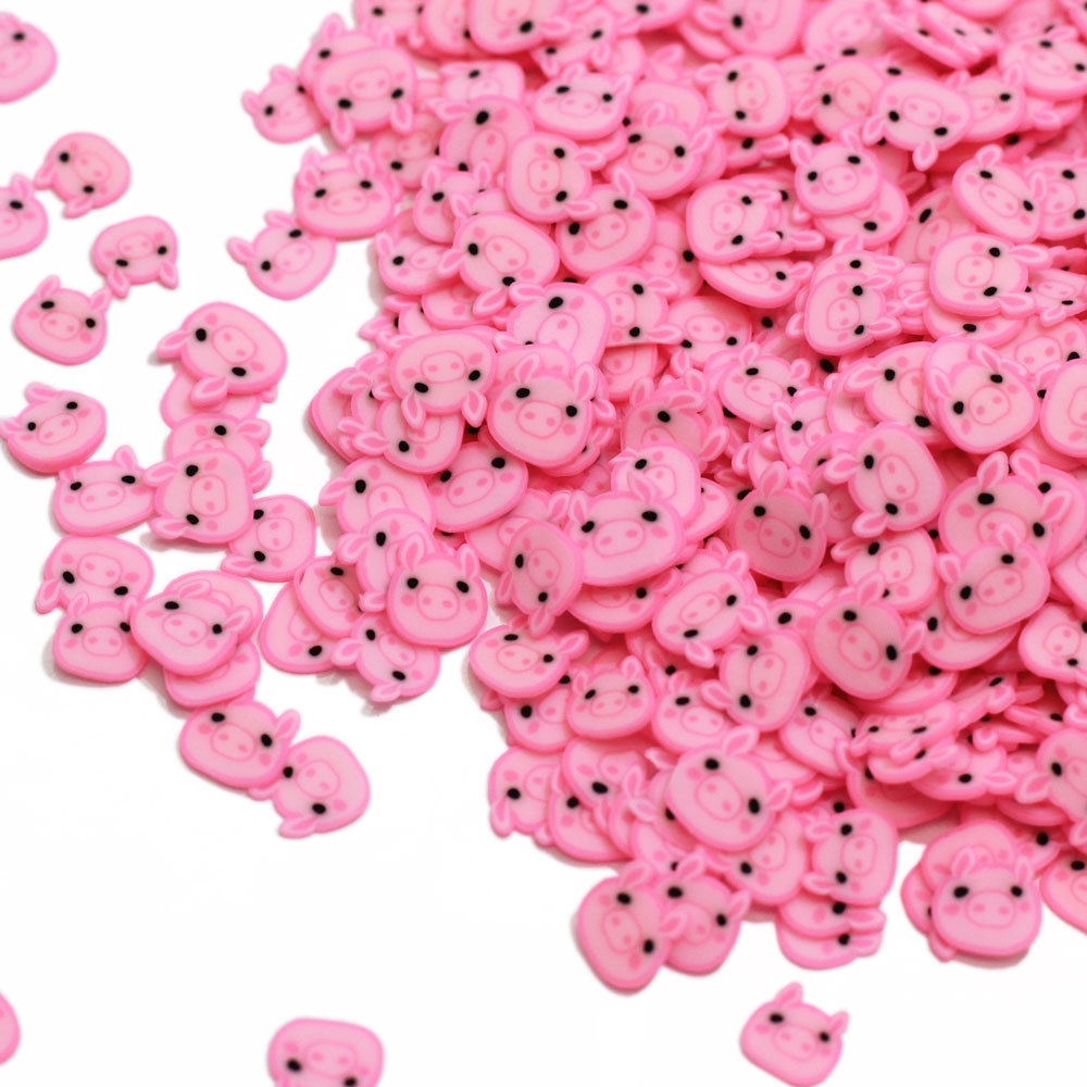 500g New Pink Cartoon Pig Polymer Clay Animals Farm Slices Tiny Slime Charms Craft Supplies