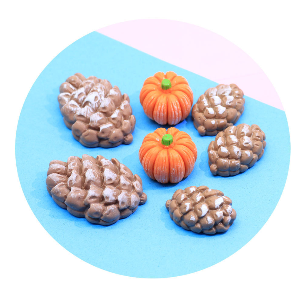 Resin Miniature Pine Cones Pumpkin 3D Craft for Doll House Fairy Garden Accessories