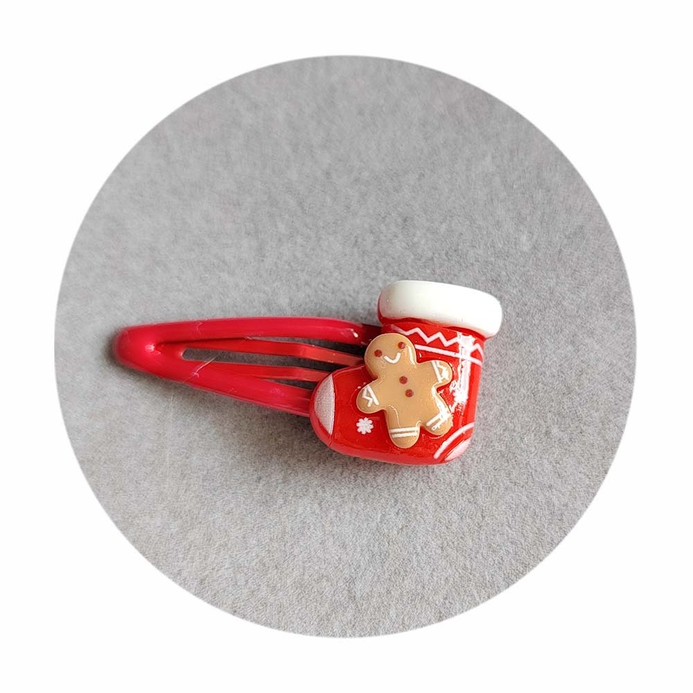 Custom Christmas Hair Clips Resin Snowman Bell Tree Gift Box Hair Snap Clips for kids  Hairpin Hair Accessories