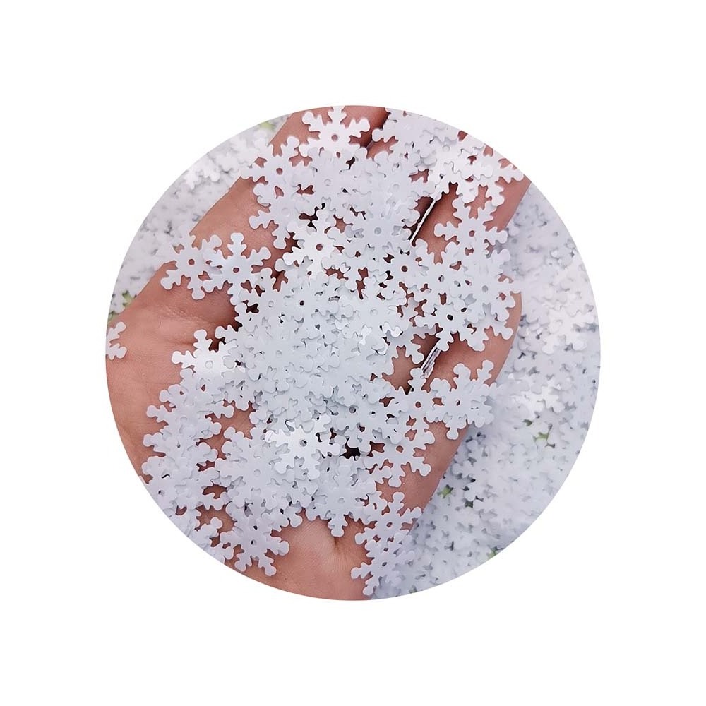 White Snowflake PVC Sequins With Hole Christmas Gift Cloth DIY Navidad Ornaments White Snow Sequin Sew Craft