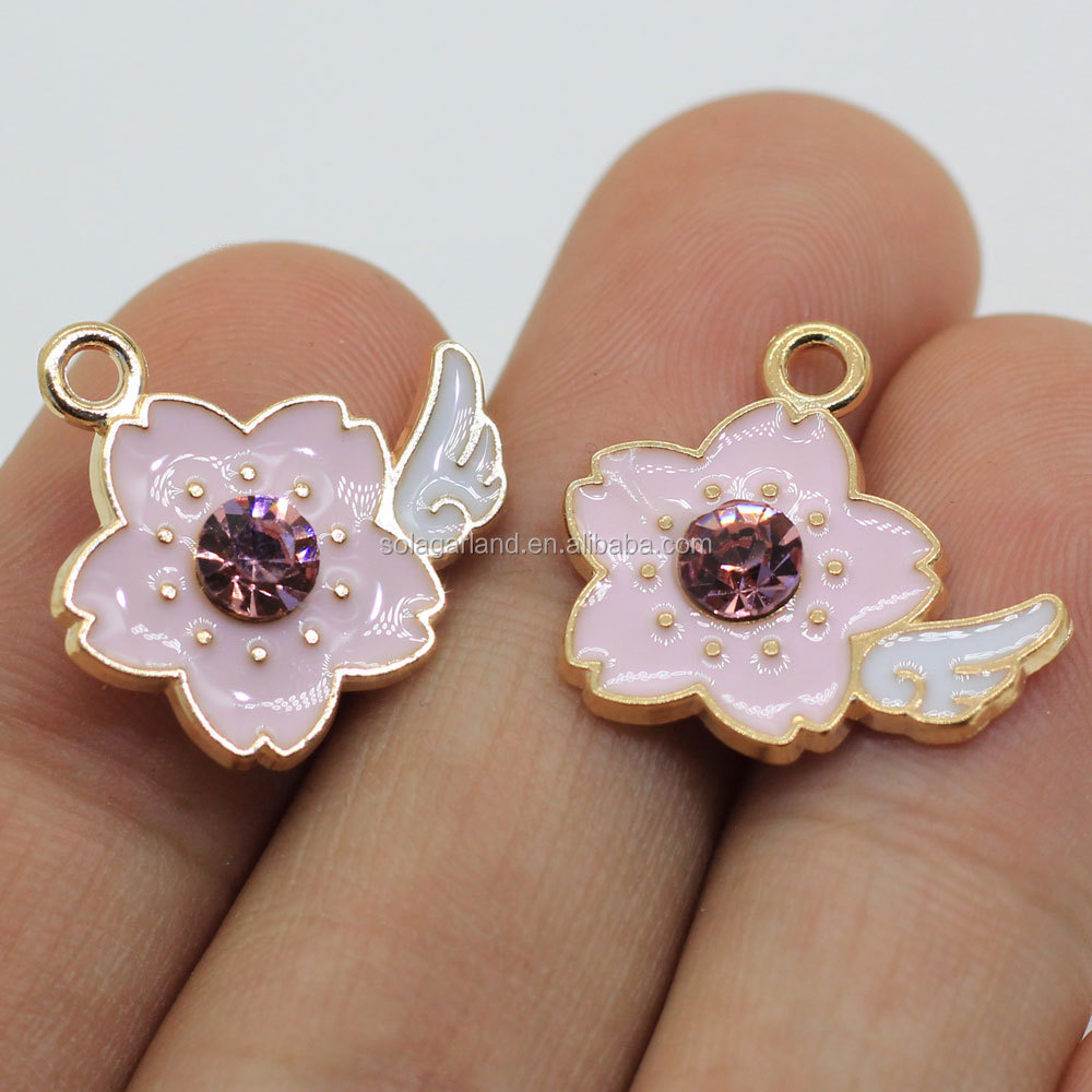 Gold Plated Colorful Flower Enamel Charm Pendant Zinc Alloy Antique Bronze Plated,yes for Fashion Jewelry 50pcs/bag Keyboard 2mm