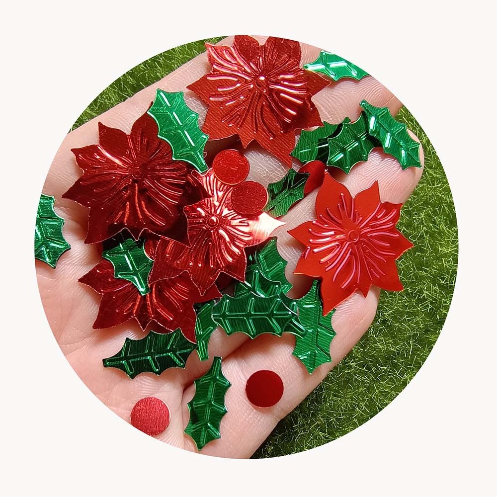 Hot Selling 500g Assorted Red Green Glitters Christmas Holiday Loose Sequins Chunky Confetti For Holiday Party Nail Art Decor