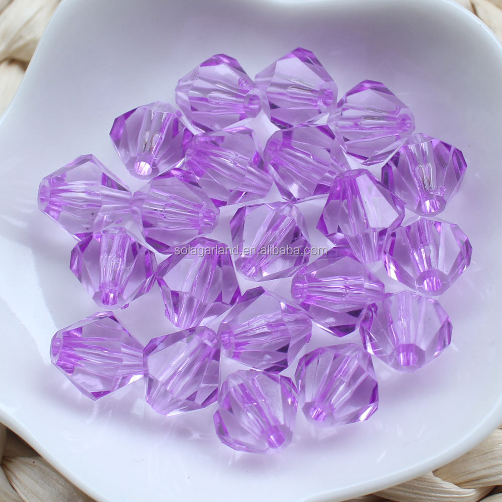 Many of 14MM Acrylic Bicone Bead Charm Plastic Transparence Diamond Bead for Jewelry Finding