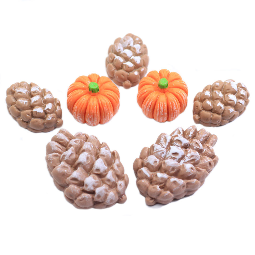 Resin Miniature Pine Cones Pumpkin 3D Craft for Doll House Fairy Garden Accessories