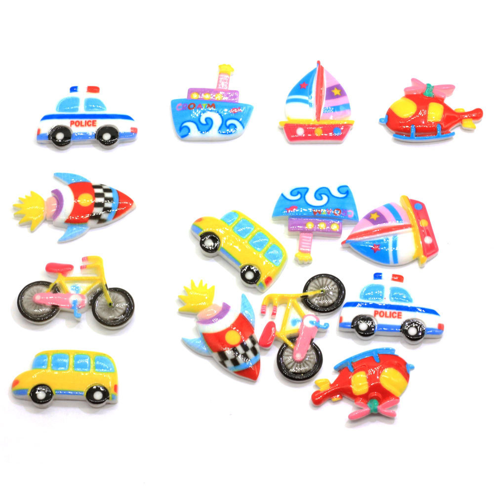 Mix Style Transportation Resin Car/Boat/Bike/Helicopter/Rocket Miniature Flatback Cabochon DIY Craft Scrapbooking