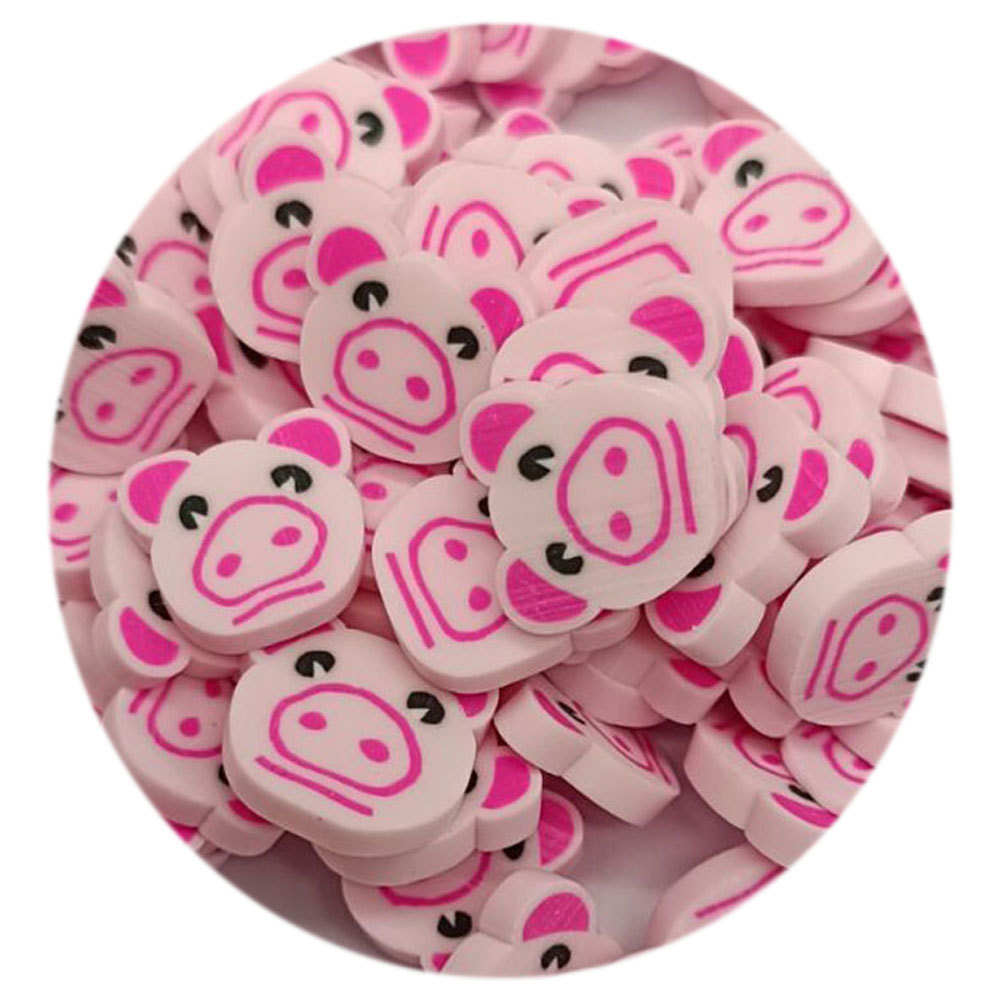 Lovely Cartoon Animal Polymer Clay Slice 10mm Pig Cat Head 5mm Rabbit Dog Panda Round Sprinkles Beads for Mobile Phone Decor