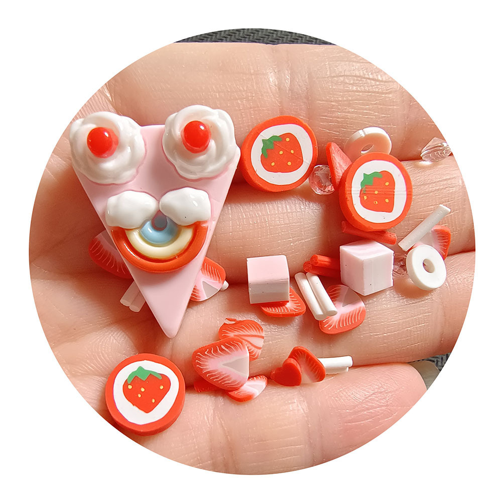 Strawberry Fruit Slime Filling Polymer Clay Slices Mini Shaker Stuff Gifts DIY Nail Art Ornament Deco