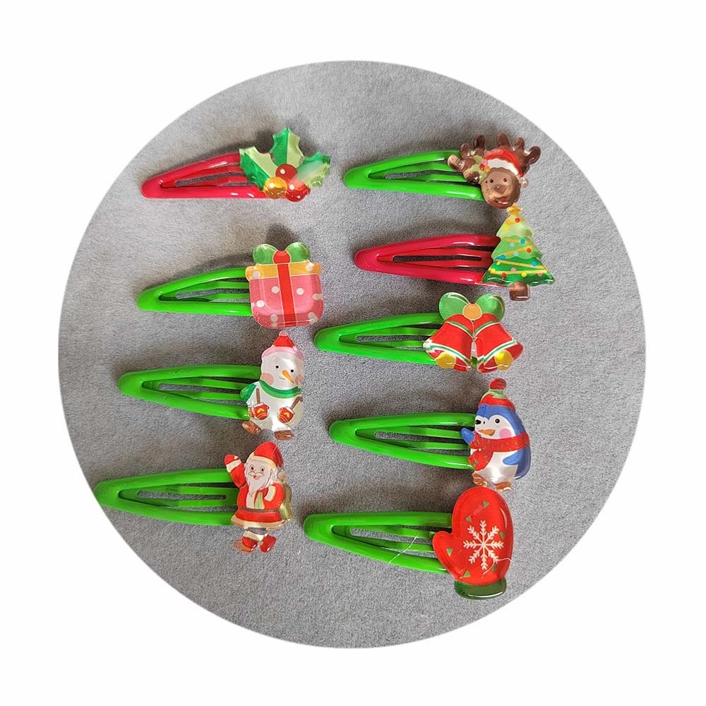 Custom Christmas Hair Clips Resin Snowman Bell Tree Gift Box Hair Snap Clips for kids  Hairpin Hair Accessories