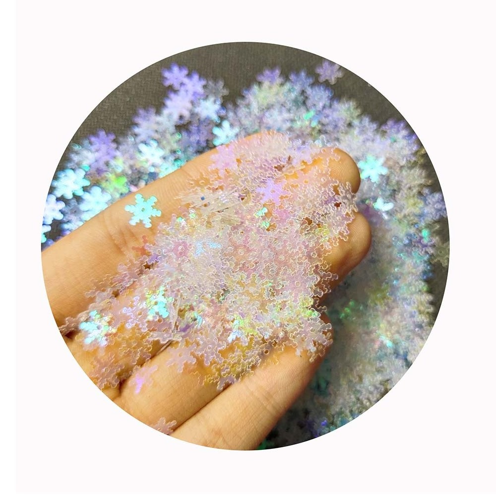 500g Winter Snowflake Flowers Nail Sequins 3D White Snow Glitter Flakes For DIY Slime Charms Christmas Nail Art Decorations