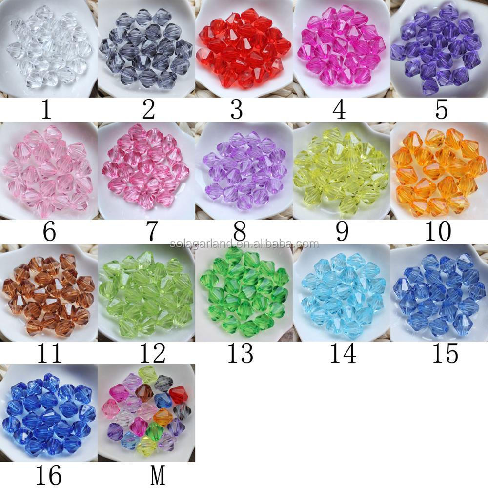 Many of 14MM Acrylic Bicone Bead Charm Plastic Transparence Diamond Bead for Jewelry Finding