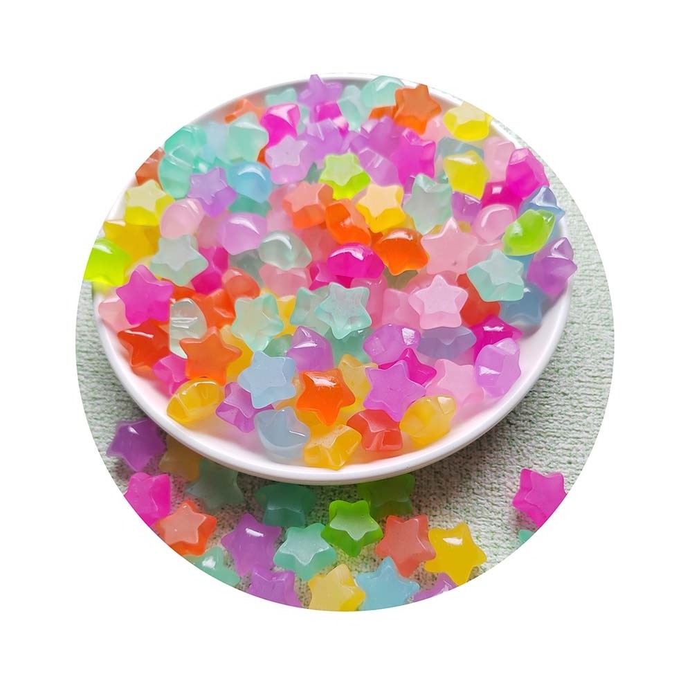 Colorful Mini Chunky Stars Glow in Dark Resin Beads for Handmade Ornaments