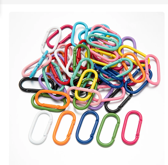 Colorful Metal O Ring Oval Spring Clasp Openable Round Carabiner Keychain Clips Hook Dog Chain DIY Jewelry Buckle Connector