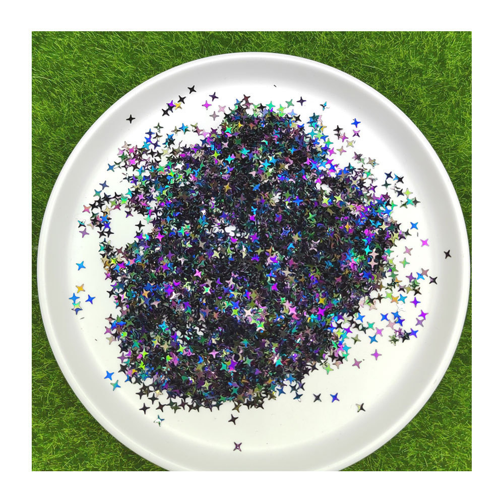 500g/Bag Rainbow AB Color Star Loose Glitters 4 Point Star Sequins Confetti For Face Body Hair Nail Art Slime Fillers Supplier