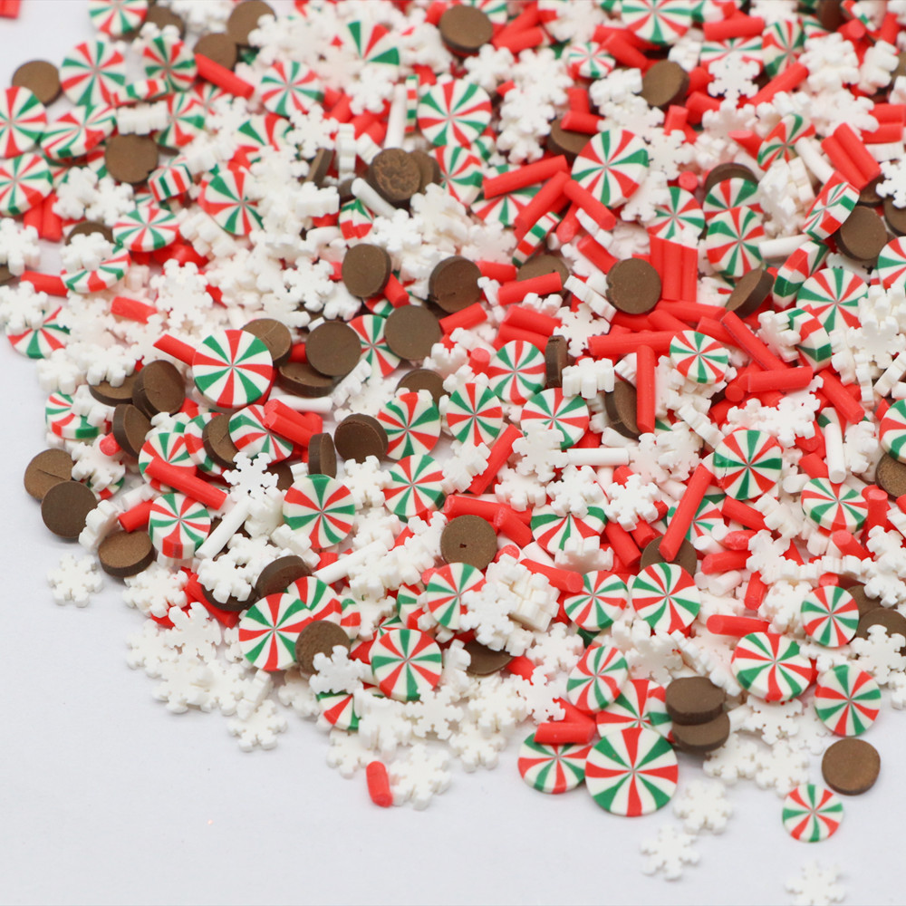 500g Christmas Polymer Clay Mint Snowflakes Chocolate Candy Slices Sprinkles for Crafts DIY Slime Filler Nail Art Decor